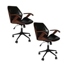 Imagem de Kit 2 Cadeiras De Escrit rio Girat rias Com Regulagem De Altu