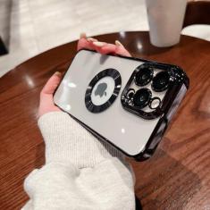 Imagem de Capa de telefone galvanizada para iPhone 11 12 13 14 Pro Max XS X XR 7 8 Plus Mini capa transparente oca, preta, para iPhone 8plus