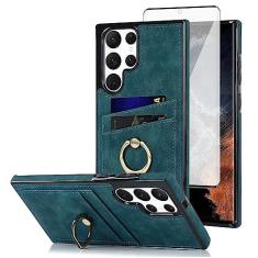 Imagem de Asuwish Capa de telefone para Samsung Galaxy S23 Ultra 5G Capa carteira com protetor de tela e suporte de anel fino suporte para cartão de crédito acessórios de celular de couro S23Ultra 23S S 23