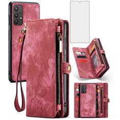 Imagem de Asuwish Capa de celular para Samsung Galaxy A32 5G 2021 16.5 cm capa carteira com zíper com protetor de tela de vidro temperado e suporte flip para cartão celular Gaxaly M32 G5 Galaxies A 32 32A S32