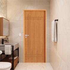 Imagem de Porta Lisa Padrão Imbuia Belíssima 9 Batente Ecológico 11 Fechadura Stilo Wc 62 X 2,10 D Natural