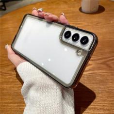 Imagem de Capa de acrílico transparente luxuosa para Samsung S24 S23 S22 Ultra S21 Plus FE A73 A53 A33 A13 A22 A32 A52 A72 Capa de moldura de silicone, preta, para S21