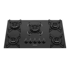 Imagem de Cooktop 5 Bocas Preto a Gás em Aço Inox e Mesa Vidro Temperado Bivolt 