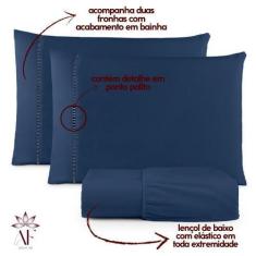 Imagem de Lençol King Ponto Palito 3 Peças 400 Fios Hypercal Macio Anti Bolinha 