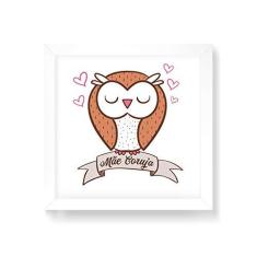 Imagem de Arte Maníacos Quadro Decorativo Mãe Coruja Fundo  - 50x50cm (Moldura em laca )