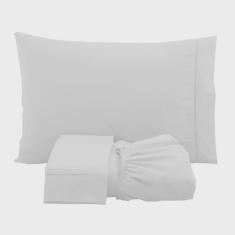 Imagem de Jogo de Lençol Solteiro Percal 200 Fios 3 Peças - Branco