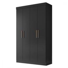 Imagem de Guarda Roupa Solteiro Paris 4 Portas Preto Fosco Maxel