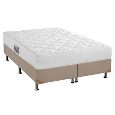 Imagem de Cama Box King: Colchão Espuma D45 Herval Top + Base CRC Suede Bege(193x203)