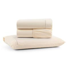 Imagem de Jogo De Lençol Luiza Solteiro 3 Pçs Percal 100% Algodão 180 Fios Ponto Palito - Palha