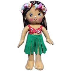 Imagem de Boneca De Pano Pequena Negra Praiana Fofa - 34cm