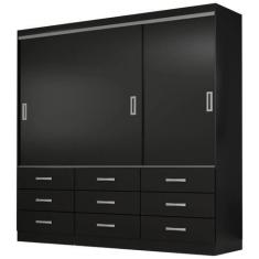 Imagem de Guarda Roupa Isabela Casal 3 Portas 9 Gavetas Evidencia Cor Preto  - E