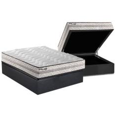 Imagem de Cama Box Baú Casal: Colchão Espuma Paropas D33 Pasquale Plus Euro Pillow + Base Gray(138X188)
