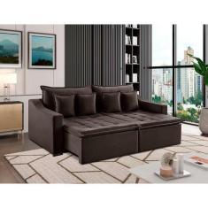 Imagem de Sofá 4 Lugares Retrátil E Reclinável Amy Veludo Café 274 Cm - Estofart