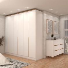 Imagem de Guarda-Roupa Casal Dubai 6 Portas 4 Gavetas Com Cômoda 6 Gavetas 100%
