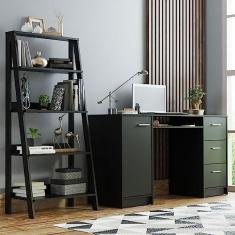 Imagem de Escrivaninha Madesa Alaska + Estante Escada - Preto