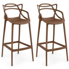 Imagem de Kit 2 Banquetas Allegra Com Encosto Design Cozinha/bancada - Marrom