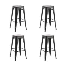 Imagem de Kit 4 Banquetas Altas Iron Tolix Titan Rivattis Preta Base Metal