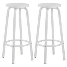 Imagem de Conjunto De 2 Banquetas De Barra De Altura De Balcão, Assento De Ilha De Cozinha, Banqueta De Barra De Madeira Redonda De Ferro Forjado Para Bar, Cozinha, Sala De Estar, Balcão, Altura: 72 Cm