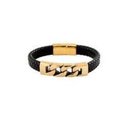 Imagem de Pulseira Couro Pingente Gold