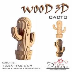 Imagem de Quebra Cabeça 3D Cacto Decoração Ornamento Enfeite - Indústria Fenix