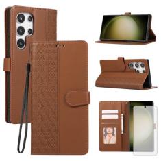 Imagem de Asuwish Capa de celular para Samsung Galaxy S24 Ultra 5G Capa carteira com protetor de tela de vidro temperado e alça de pulso flip porta-cartão de crédito com suporte para celular S24Ultra 24S S 24