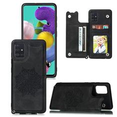Imagem de Capa de couro flip para Samsung Galaxy S21 Plus S20 FE Note 20 Ultra S10 Lite A21S A31 A41 A51 A71 A12 A32 A52 A72 Capa para cartão, preta, para Samsung A21s