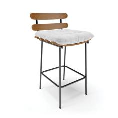 Imagem de Banqueta Costela Corano Base Metálica Preto Cor Branco