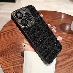 Imagem de Capa de telefone de tecido de pelúcia xadrez para iPhone 14 13 12 11 Pro Max 14 Plus capa fofa de inverno com filme de proteção de lente, T3, para iPhone 11Pro Max