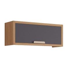 Imagem de Armário de Cozinha Modulado Eloise Geladeira c/1 Porta Basculante Riscada 80 cm Freijo/Titanium - MGM