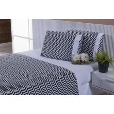 Imagem de Jogo Lençol 4 Peças Cama Viúva 2,03x1,20x30 Percal 180 Fios - MIGUEL E