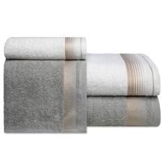 Imagem de Jogo de Toalhas Gigante 4 Peças 380g/m2 100% Algodão - Sublime (Branco + Gris)