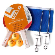 Imagem de Kit Tenis De Mesa Ping Pong 2 Raquetes 3 Bolas Rede Vollo