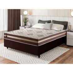 Imagem de Conjunto Cama Box Espuma Chicago Marrom Casal 138x188x57