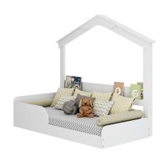 Imagem de Cama Mini Infantil Mimo Com Casinha Porta Livros - Branco