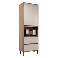 Imagem de Paneleiro Duplo Torre Quente 100% MDF 2 Portas 2 Gavetas 70x58,5 cm Vitória Carvalho/Off White Rimo