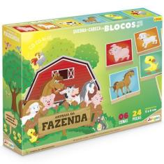 Imagem de Quebra Cabeça Animais Da Fazenda Em Blocos Com 24 Peças - Junges - 830