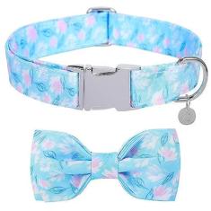 Imagem de Coleira de cachorro com laço, coleiras de dente-de-leão com laço destacável e fivela de metal, coleira ajustável para presente para cães pequenos, médios e grandes e meninas meninos