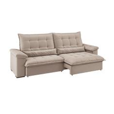 Imagem de Sofá 4 Lugares Retrátil e Reclinável Mônaco Veludo Marfim