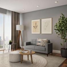 Imagem de Sofá 2 Lugares Marrocos Pés e Base em Madeira Linho Cotton Cinza - Mob