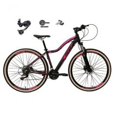 Imagem de Bicicleta Feminina Aro 29 Ksw Mwza Câmbio Deore E Altus 27v Hidráulico Garfo Trava Pneu Faixa Bege - Preto/rosa Tam.15