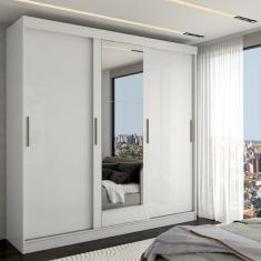 Imagem de Guarda-Roupa Casal Kate 3 Portas 2 Gavetas com Espelho Branco - Panorama Móveis