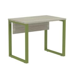 Imagem de Mesa Escritório P25 TUB Pandin 90 cm (Larg) Tampo MDP Nogueira Casablanca Pé Aço Tubular Verde Mirô