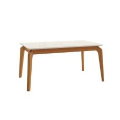 Imagem de Mesa De Jantar Kappesberg Em Madeira Maciça Com Tampo De Vidro Off White 160cm