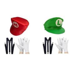 Imagem de Fantasia mario luigi adulto quepe luva supensório carnaval - MC PRESEN