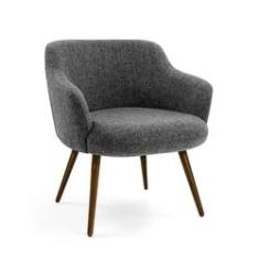 Imagem de Poltrona Jade Linho Mescla C-469 Pés Palito Madeira - D'Rossi