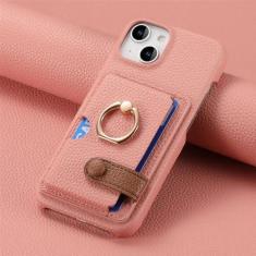 Imagem de Capa de telefone com suporte de anel de couro para iPhone 13 12 Mini 15 14 11 Pro Max X XS XR 7 8 Plus Carteira com capa de suporte de cartão, rosa, para iPhone XS Max