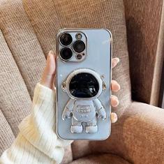Imagem de Estojo dobrável de astronauta galvanizado para iphone 11 12 13 pro max x xr xs max 7 8 plus lente protetor de câmera capa de silicone, cinza, para iphone xs max