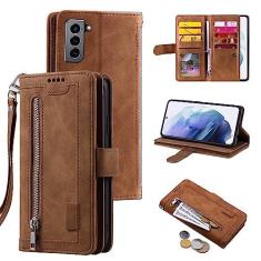 Imagem de Furiet Capa carteira compatível com Samsung Galaxy S21 Plus S21+ 5G para alça de pulso couro PU flip porta-cartões 9+ compartimentos para cartões, capa de telefone com suporte para S21+5G S21plus 21S