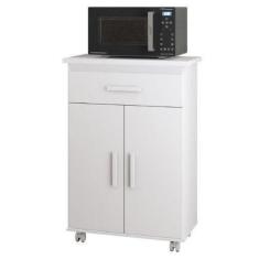 Imagem de Balcao De Cozinha / Escritorio Juliana 2 Portas Cor Branco Com Rodinha