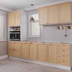 Imagem de Cozinha Modulada 4 Peças sem Tampo 1 Torre 1 Aéreo 2 Balcões Arizona Cabecasa Madeiramadeira Figueira